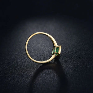 14Kt Yellow Gold Natural Emerald Promise Ring Fine Jewelry for Women Christmas Gift