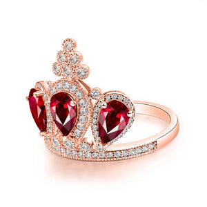 Red Ruby Crown Ring 18Kt Rose Gold Natural Gemstone Jewelry Gift