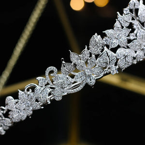 Cubic Zirconia Crown Silver Diadem for Women Wedding Hair Accessories