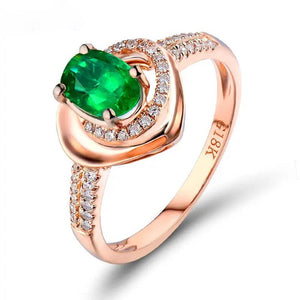 Women's 18Kt Rose Gold Emerald Ring 4x6mm for Engagement & Anniversary