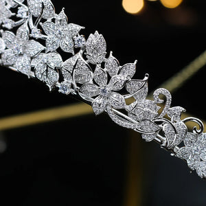 Cubic Zirconia Crown Silver Diadem for Women Wedding Hair Accessories