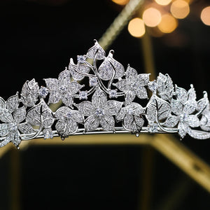 Cubic Zirconia Crown Silver Diadem for Women Wedding Hair Accessories