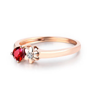 18K Rose Gold Ruby Wedding Ring Classic Diamond Jewelry for Women