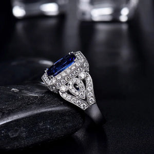 Tanzanite Cushion Cut 14Kt White Gold Ring 3.55Ct with Diamonds