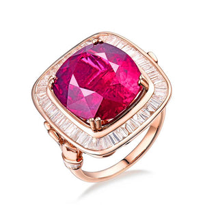 Tourmaline Dual-Use Ring & Pendant 18Kt Rose Gold with Diamonds