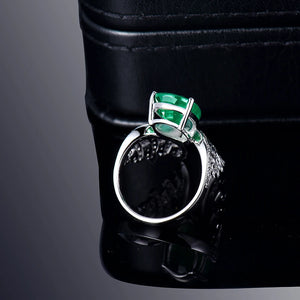 Angel Wings 18Kt White Gold Emerald & Diamond Ring for Women