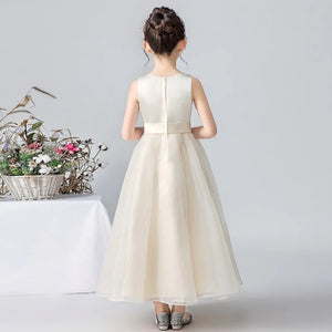 Satin Flower Girl Dress Wedding Birthday Party Gown Cap Sleeve Princess Pageant Gowns