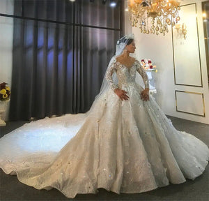 Customized Amazing Beautiful Wedding Dresses Heavy Beading Off White Bridal Dress Real Work