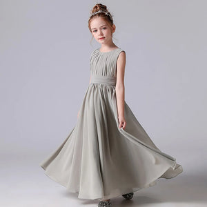 Pleated Flower Girl Dress with Sash - Kids Wedding, Party, Pageant Gown