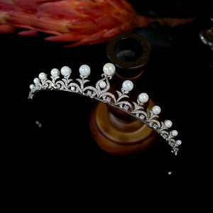 High Quality Pearl Crown CZ Tiara Bridal Hairband Wedding Hair Accessories