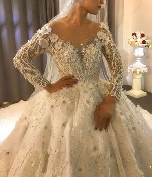 Customized Amazing Beautiful Wedding Dresses Heavy Beading Off White Bridal Dress Real Work