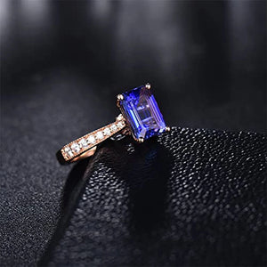 Natural Tanzanite Ring 14Kt Rose Gold Diamond Band for Women