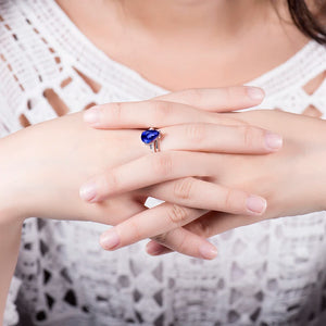 Natural Tanzanite Pear-Cut Ring 18Kt White Gold Wedding Jewelry for Women