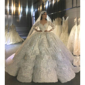 Luxury Dubai Ball Gown Wedding Dress Vintage Inspired Bridal Gown