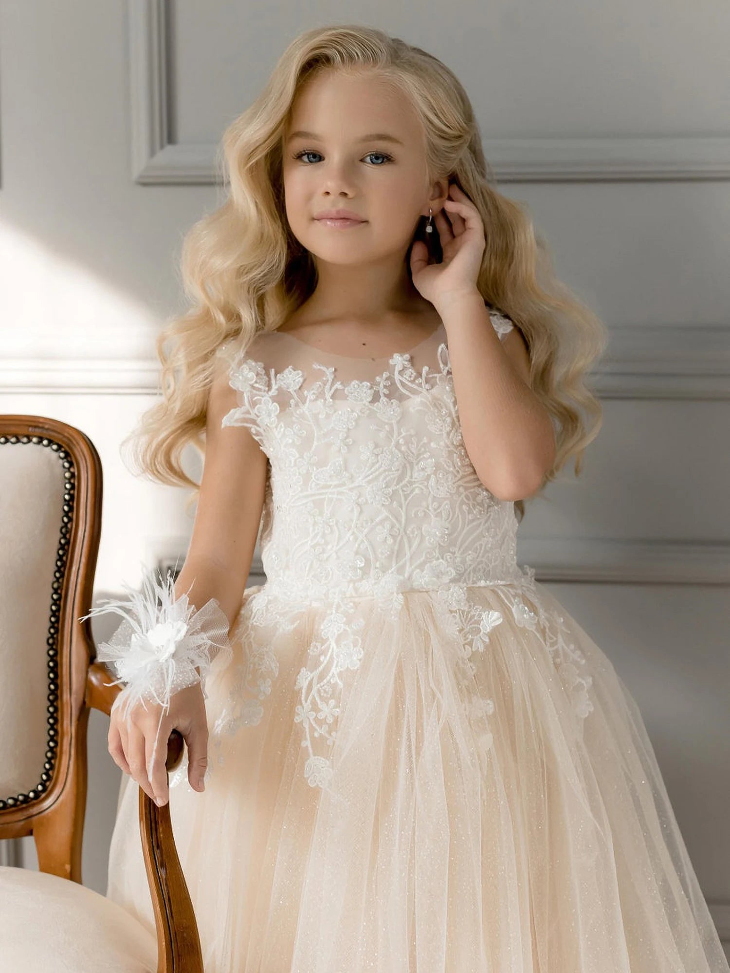 Champagne toddler flower girl dresses on sale