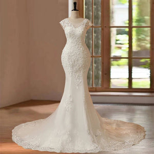 Customized Delicate Appliqué Hand Beaded Sleeveless Mermaid Wedding Dress