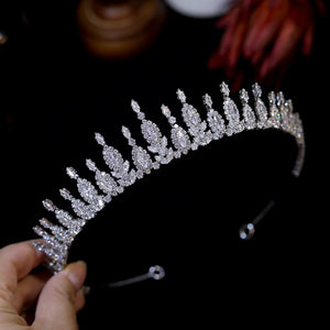 New 3A Zirconia Wedding Crown for Women and Girls CZ Tiara Sweet 16 Headdress