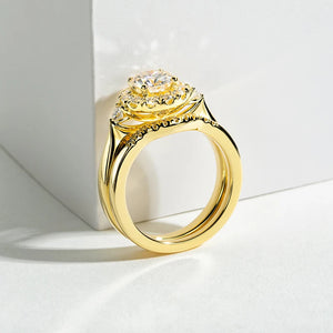 Engagement Gold Color Ring Set For Women 925 Sterling Silver 1 Carat All Moissanite Ring