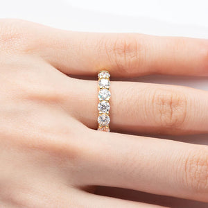 925 Sterling Silver 4mm Round Moissanite Wedding Bands Gold Ring For Women