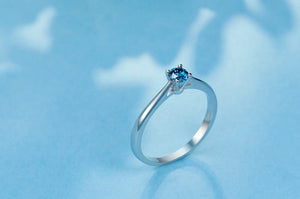 Moissanite 0.3ct 4mm Round Cut Blue/Pink/white 925 Silver Ring Diamond