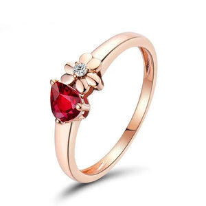 18K Rose Gold Ruby Wedding Ring Classic Diamond Jewelry for Women