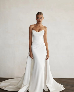 Modern Mermaid Front Slit Bridal Gowns Sweep Train  Sweetheart Bridal Gown