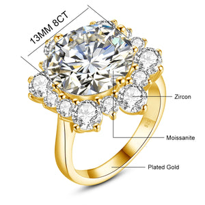 Round Flower Cut 13mm 8ct Moissanite Ring With Certification Luxury Wedding Fine Engagement Ring