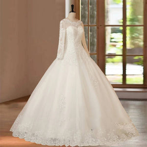 A-Line Long Sleeve Wedding Dress Bridal Gown Party Wear