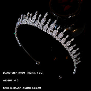 New 3A Zirconia Wedding Crown for Women and Girls CZ Tiara Sweet 16 Headdress