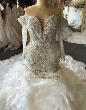 Customized 2-in-1 Mermaid Wedding Dress with Heavy Beading Plus Size