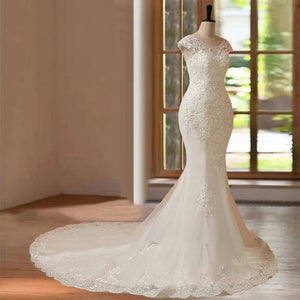 Customized Delicate Appliqué Hand Beaded Sleeveless Mermaid Wedding Dress