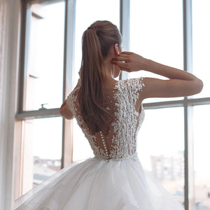 Cap Sleeve Beaded Lace Mermaid Wedding Dress with Detachable Train