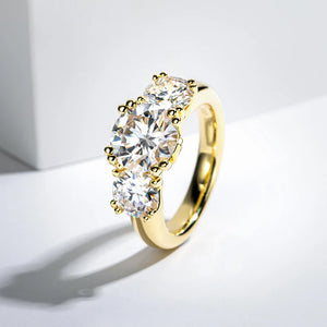 5 Carat Moissanite 925 Sterling Silver Three Stone Ring Engagement Yellow Color Ring For Women