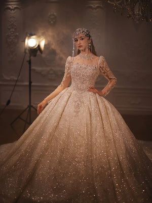 Customized Ball Gown Wedding Dress for Brides 2025 with Elegant Detailing