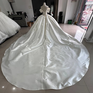 Luxury Customized Wedding Dress with Train Ball Gown Princess Bridal Gown