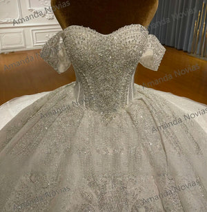 Detachable Straps Strapless Ball Gown Sleeveless Luxury Wedding Dress