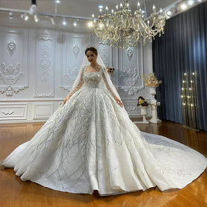 Customized Heavy Beading Luxury Ball Gown Wedding Dress