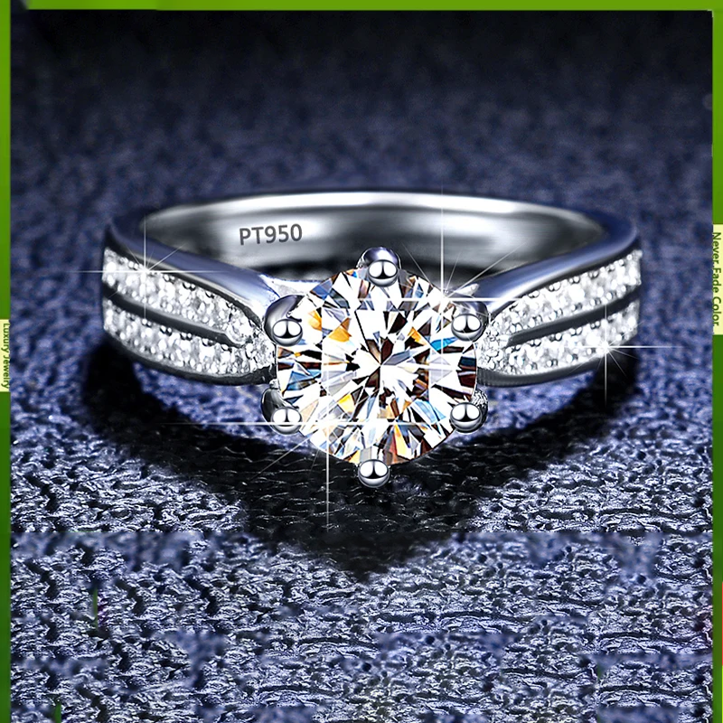 1ct 2ct 3ct Moissanite PT950 Platinum Ring High Quality Promise Wedding Engagement Ring Gift For Women