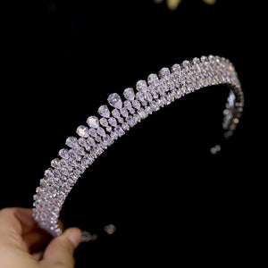 Trendy Crystal Zircon Girls Headband Princess Birthday Tiara Party Wedding Accessory