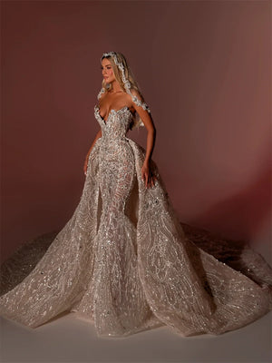 Luxury Mermaid Bridal Dress with Detachable Train & Beading - Tailor-Made