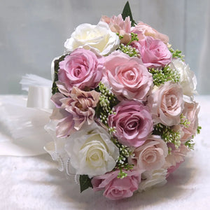 Cascading Artificial Bridal Bouquet with Pearl Bow Wedding Anniversary