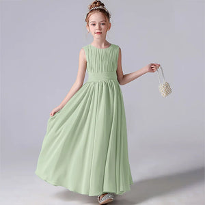 Pleated Flower Girl Dress with Sash Kids Wedding, Party, Pageant Gown