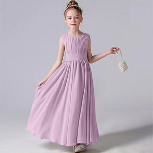 Pleated Flower Girl Dress with Sash Kids Wedding, Party, Pageant Gown