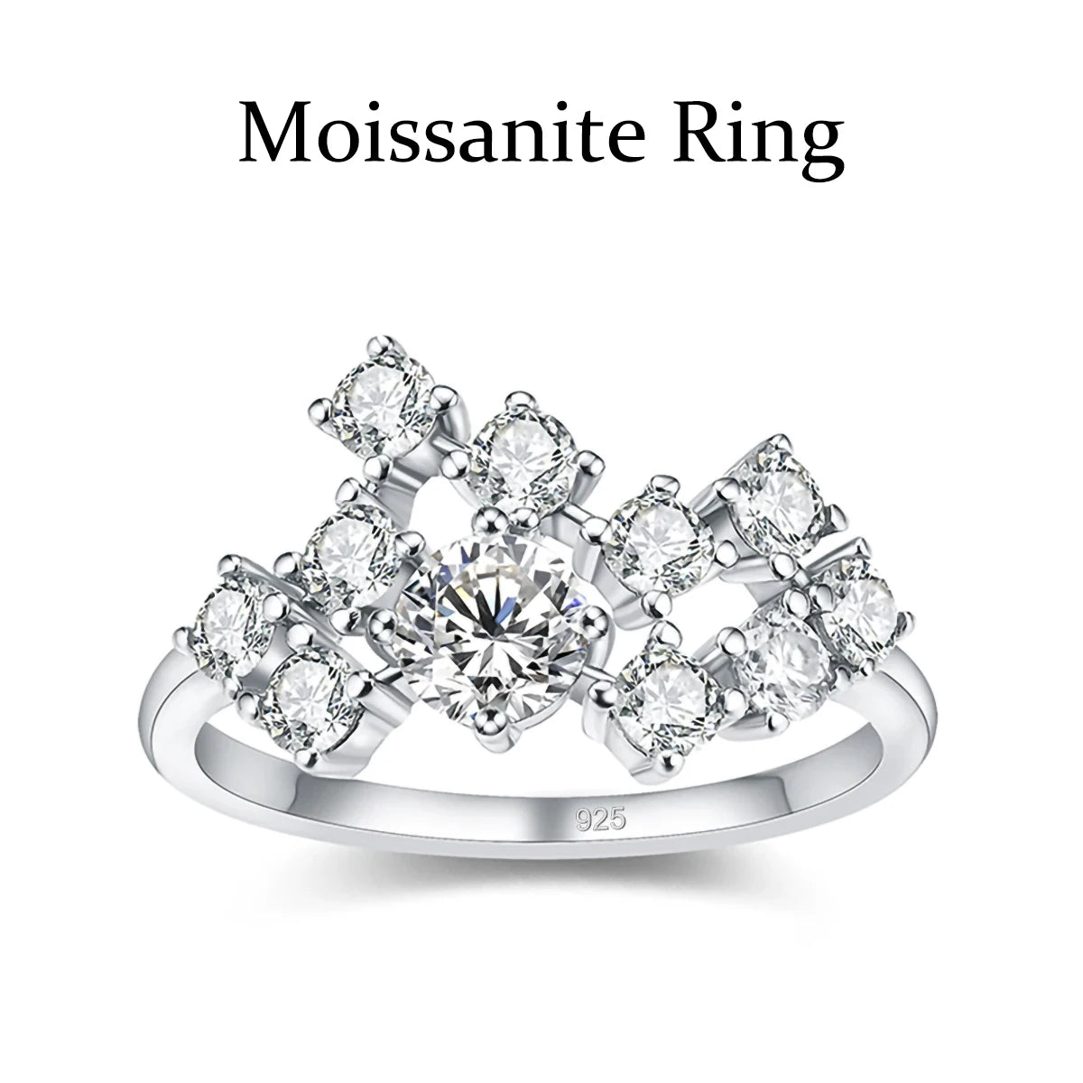 Szjinao Certified Total Is 1.5ct Full Moissanite Ring Woman With Many Stones Silver Infinity Trend Jewelry For Engagement New In
