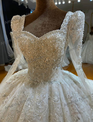 Customized Lace Beading Wedding Dress 2025 Elegant Ball Gown with Intricate Details