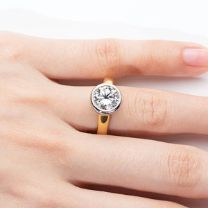 925 Sterling Silver 3 Carat Round Moissanite Ring Engagement Gold Ring For Women