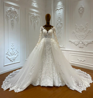 Luxury Full Lace Two-Piece Mermaid Wedding Dress with Ball Gown Skirt