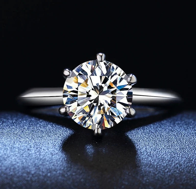 Luxury PT950 Platinum Real Moissanite Diamond Ring Solitaire VVS 1 Carar / 2 Carat / 3 Carat Wedding Band Fine Jewelry For Women