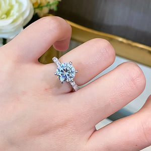 Luxury 3 Carat D Color Moissanite Ring with Certificate 925 Sterling Silver Platinum Plated Wedding Bands For Women Fine Jewelry