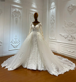 Luxury Full Lace Two-Piece Mermaid Wedding Dress with Ball Gown Skirt